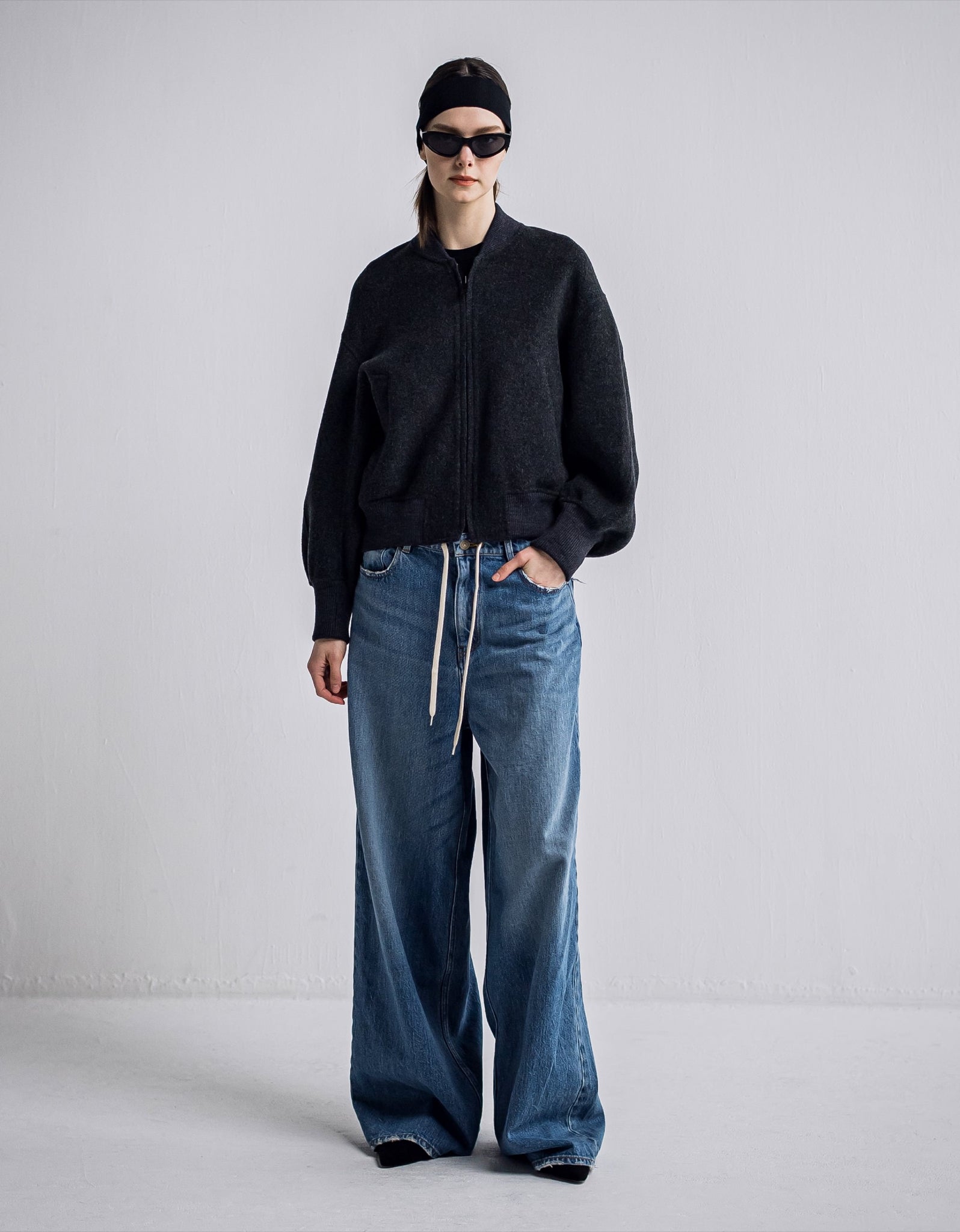 IH05-7A-55905 Super 100's River wool stadium blouson