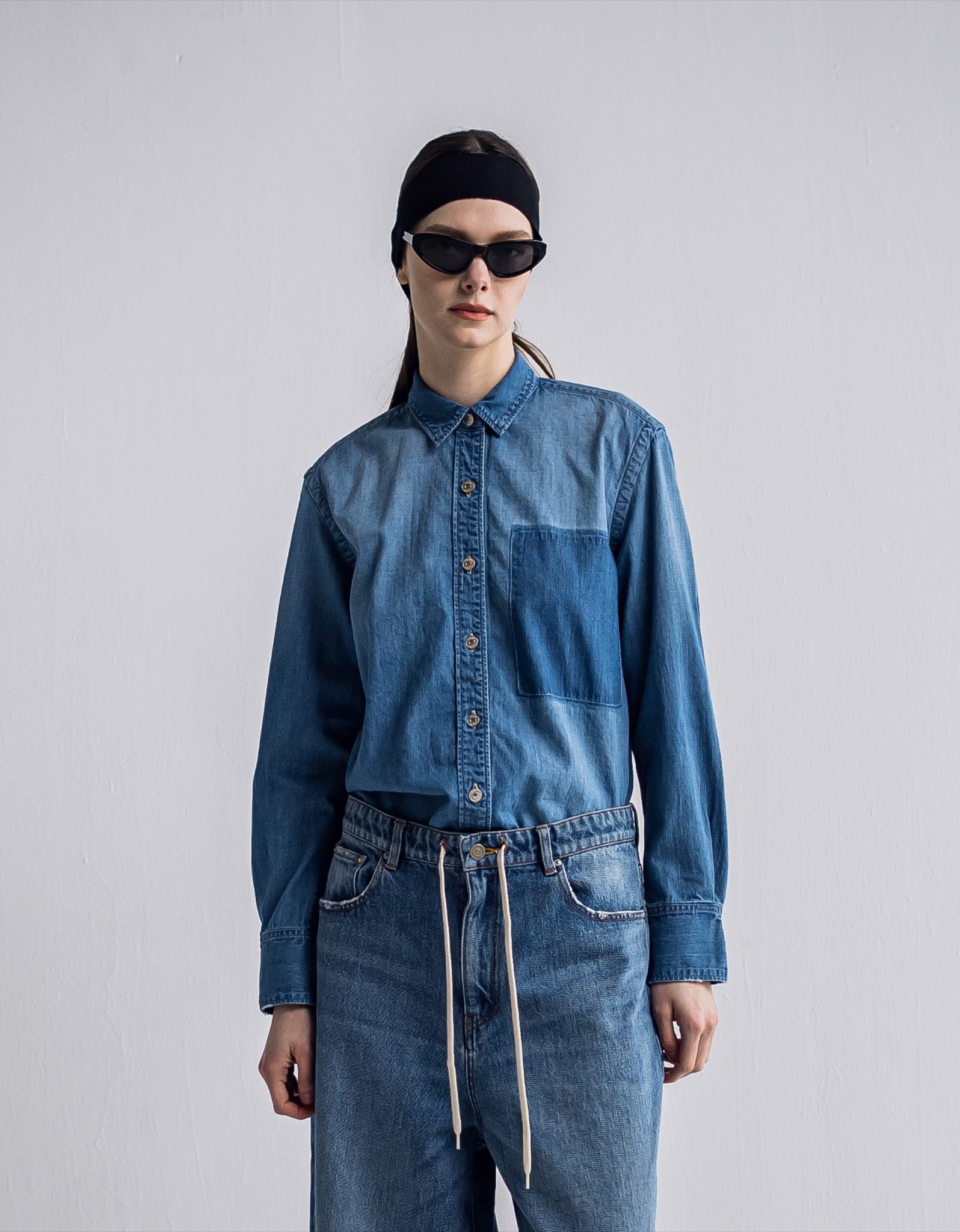 IH06-7A-74807 Elbow patch dungaree shirt