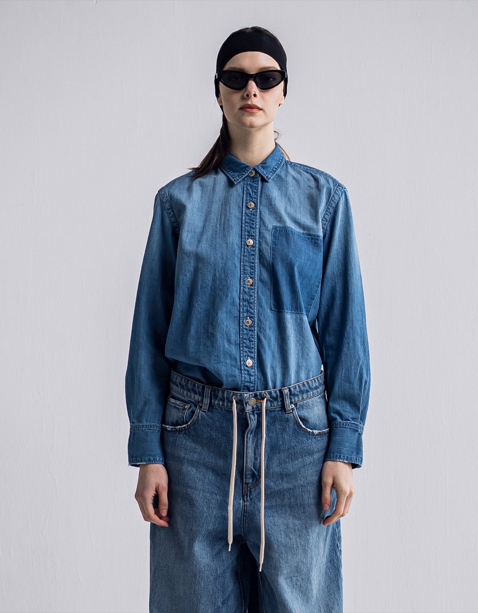 IH06-7A-74807 Elbow patch dungaree shirt