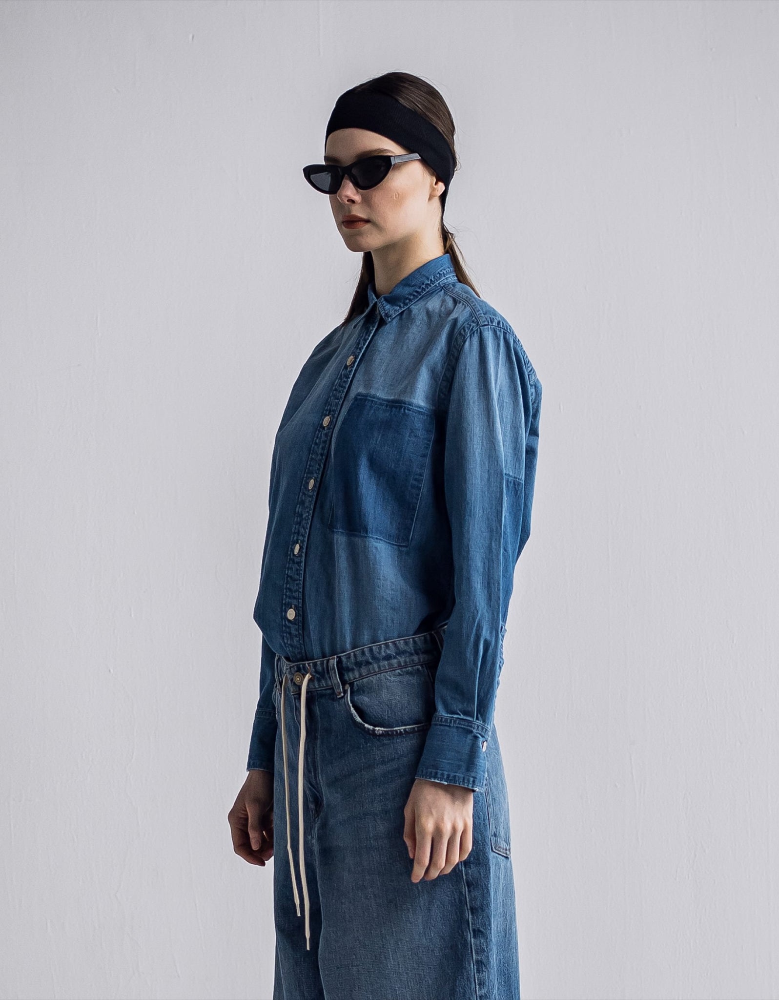 IH06-7A-74807 Elbow patch dungaree shirt