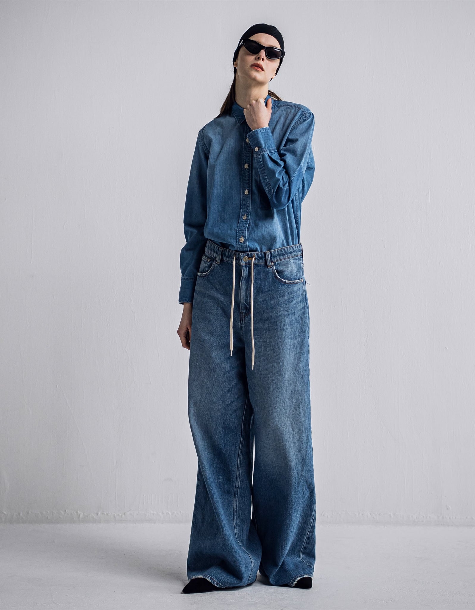 IH06-7A-74807 Elbow patch dungaree shirt