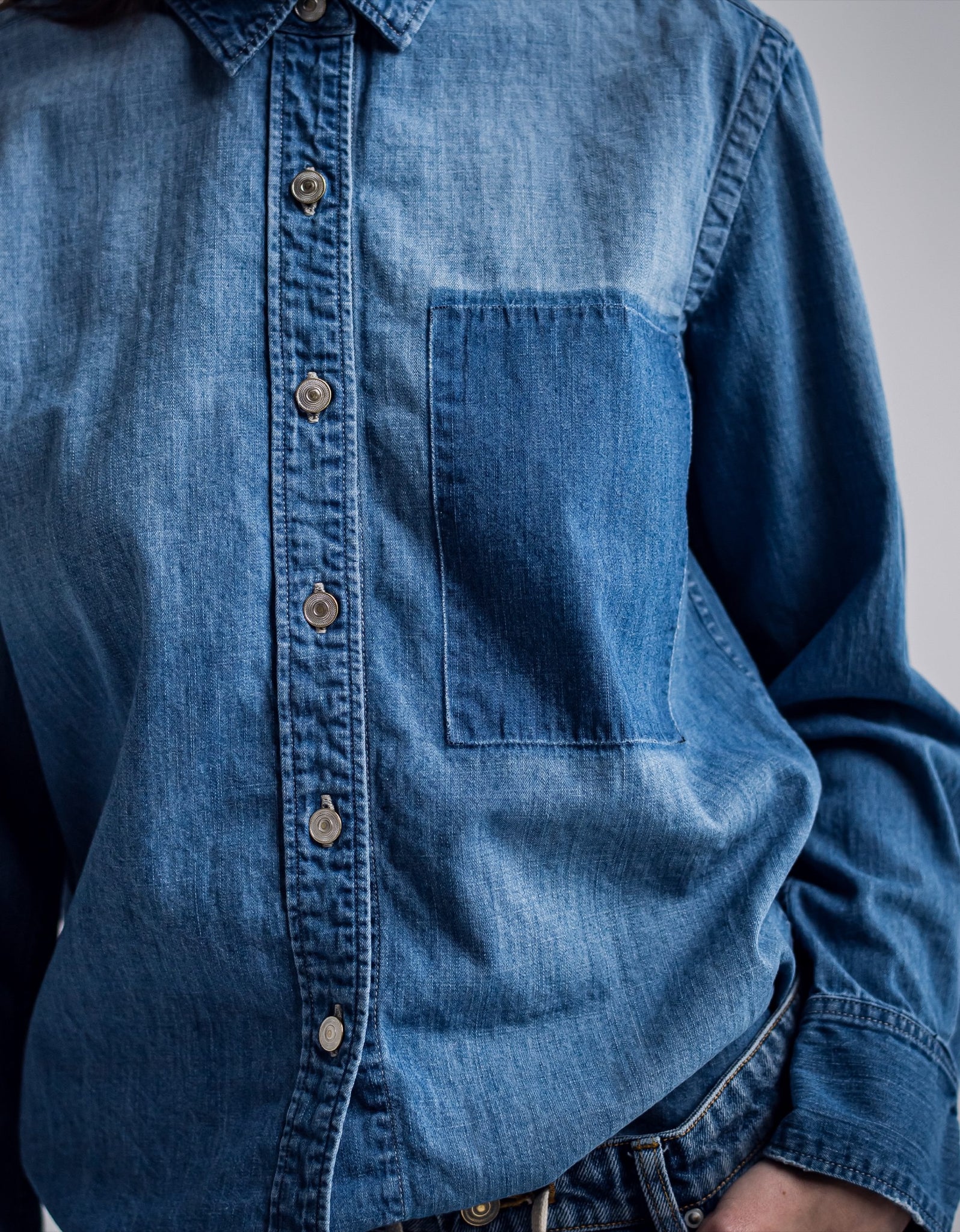 IH06-7A-74807 Elbow patch dungaree shirt